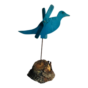 Mid-Century Blue Bird Whirligig Folk Art Decoy - Cape Cod Weekend Find - 1950s
