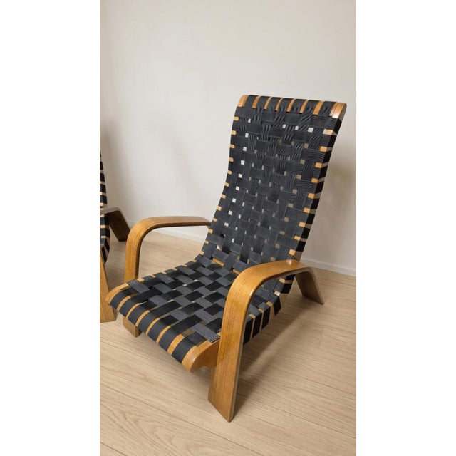 Wood Mid-Century Woven Wood Armchairs, Czechoslovakia, 1950s, Set of 2 For Sale - Image 7 of 10