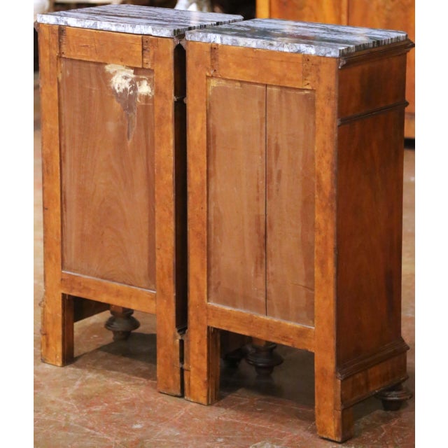 Pair of 19th Century French Louis Philippe Mahogany Marble-Top Nightstands For Sale - Image 12 of 12