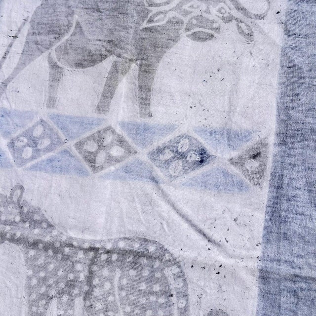 Early 20th Century Early 20th Century Blue African Handprinted Table Runner For Sale - Image 5 of 12