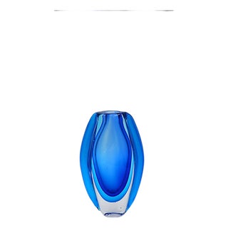 Oval Glass Vase from Murano Glass Sommerso For Sale