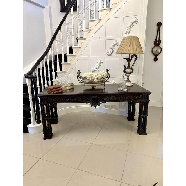 Mid 19th Century Large Antique Victorian Carved Mahogany Console Table, 1860 For Sale - Image 5 of 13