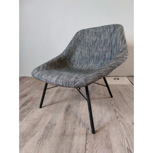 Black Set of Lounge Chairs in Grey Ecological Fabric by Ton, 1950s For Sale - Image 8 of 15