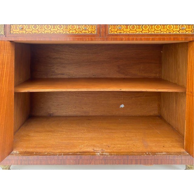 Late 20th Century Marquetry Sideboard French, Granite, Inlay, Bronze Mounts and Feet For Sale - Image 9 of 12