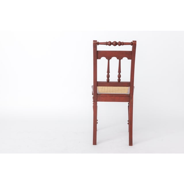 1940s Vintage Belgian Turned Chair with Rattan Seat, 1940s For Sale - Image 5 of 12