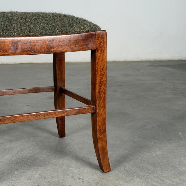 Austrian Secessionist Stool Reupholstered with Dedar Melange Bouclè, 1890s-1910s For Sale - Image 9 of 15