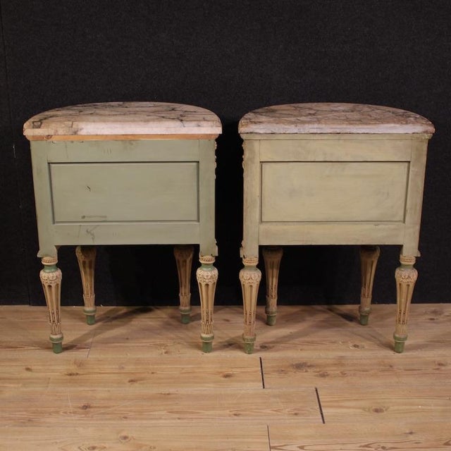 Italian Louis XVI Bonzanigo Style Lacquered Bedside Tables, 1950, Set of 2 For Sale - Image 6 of 14