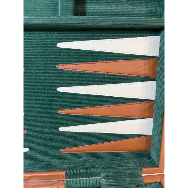 Vintage Mid-Century Green and Brown Striped Backgammon Game Set in Travel Case For Sale - Image 17 of 17