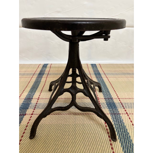 Black Antique Adjustable Watchmaker’s Stool For Sale - Image 8 of 9