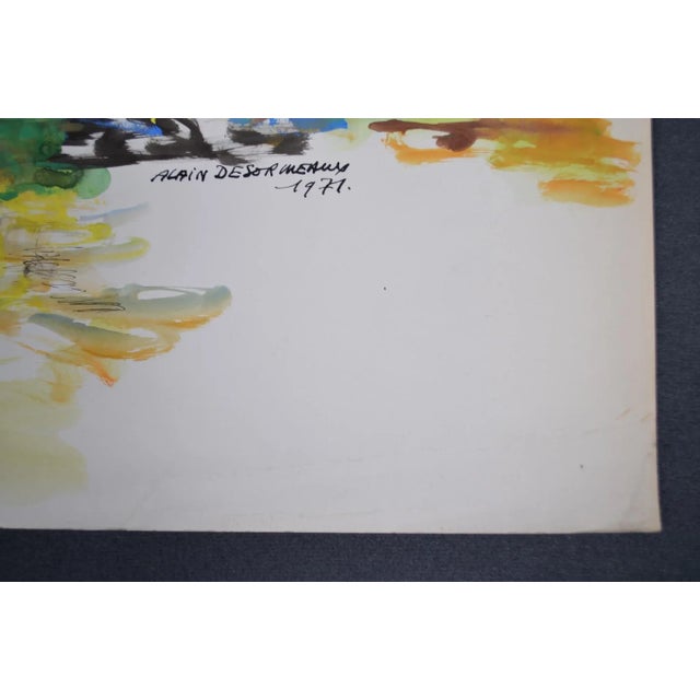 Paper Alain Desormeaux "The Riders" 1971 Oil on Paper For Sale - Image 7 of 10