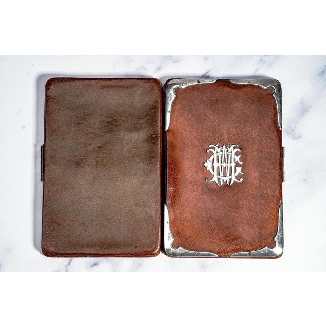 Handsome Antique Victorian Leather Sterling Silver Money Wallet Card Case For Sale - Image 13 of 16
