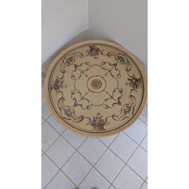 Gorgeous Italian Style Handpainted Toleware Type Coffee Table featuring Handpainted Baskets with Floral Motif Cabriole...