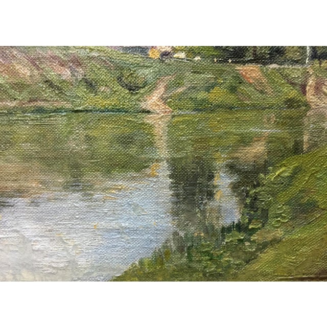 1950s Oil Painting River Bay For Sale - Image 6 of 10