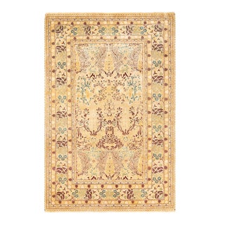 Mogul, One-of-a-Kind Hand-Knotted Area Rug - Yellow, 6' 1" x 9' 5" For Sale