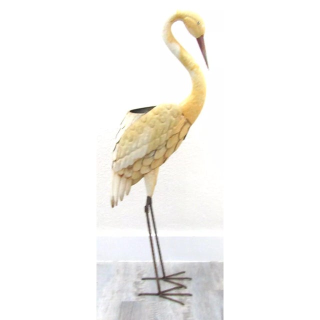 Vintage Old Florida Crane Form Art Metal Plant Stand 43" Tall The legs are removable. Some wear to finish. Leave him as is...
