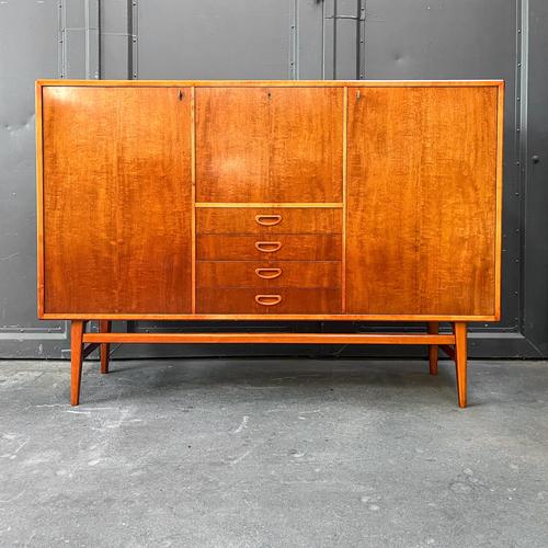 Product. Highboard style. Mid-century · 1960s material. Mahogany veneer · pastel turquoise lacquered interior features....