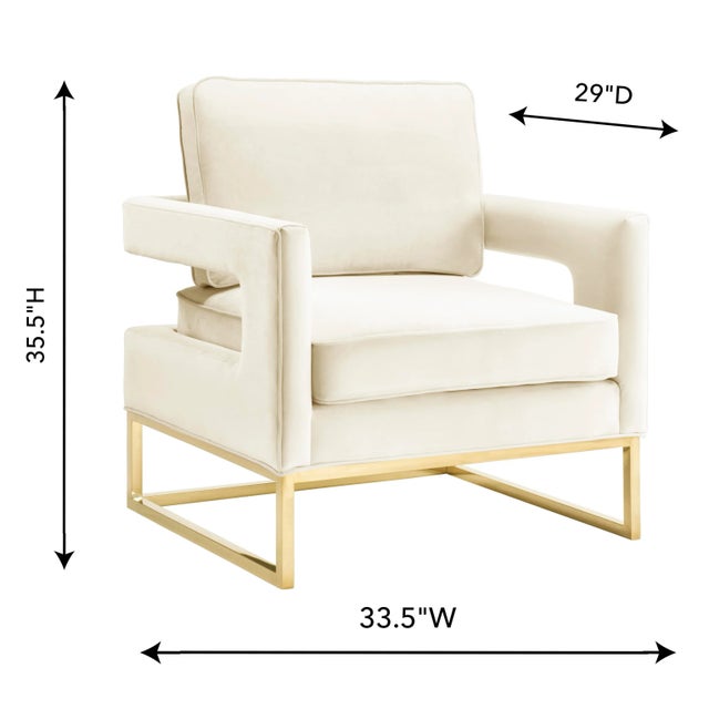 Avery Cream Velvet Chair with Gold Frame For Sale In Los Angeles - Image 6 of 8