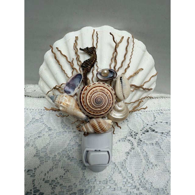 Natural Beach House Seashell Adorned Nightlight For Sale - Image 9 of 11