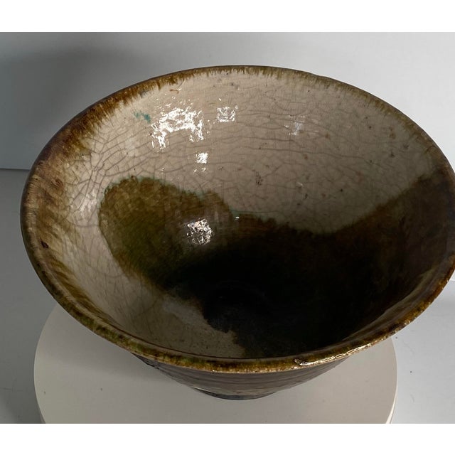 Crackle Glaze Studio Art Pottery High Wall Bowl Signed Gail Jones For Sale In West Palm - Image 6 of 10