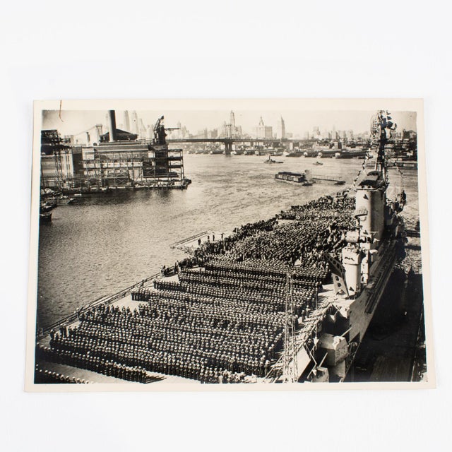 1940s USS Roosevelt, New York Navy Day 1945, Silver Gelatin B and W Photography Framed For Sale - Image 5 of 8