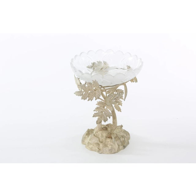 Early 20th Century English Silver Plated Stand / Crystal Bowl Piece For Sale - Image 5 of 8
