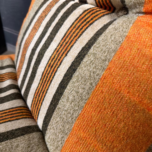 Postmodern Late 20th Century Orange Striped Danish Postmodern Lounge Chairs For Sale - Image 3 of 12