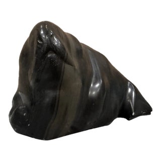 1970s Inuit Native Josie Nuluki Soapstone Carved Seal For Sale