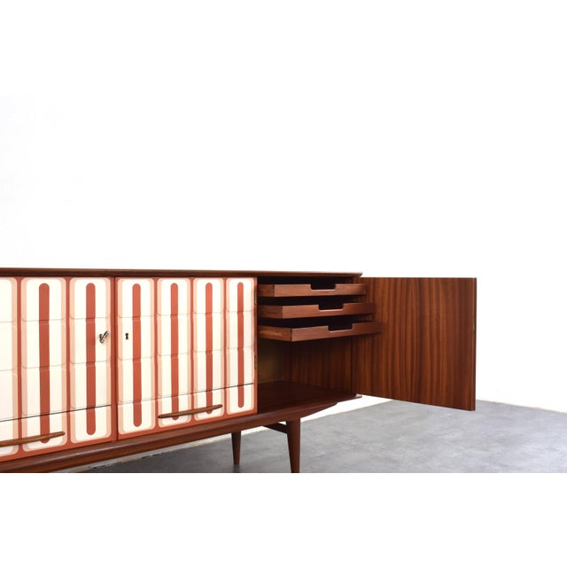 Mid-Century Modern Hand-Painted Teak Sideboard, 1960s For Sale - Image 12 of 17