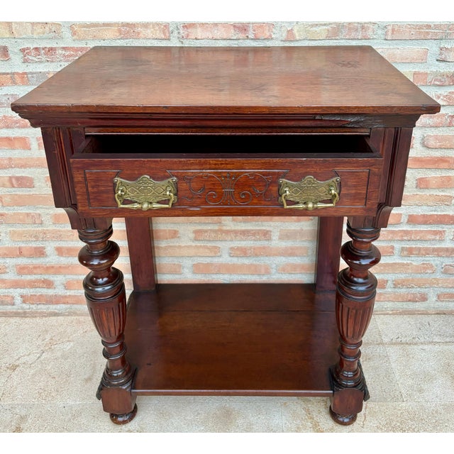 Early 20th Century Console Table with One Drawer and Low Open Shelf, 1920s For Sale - Image 14 of 18