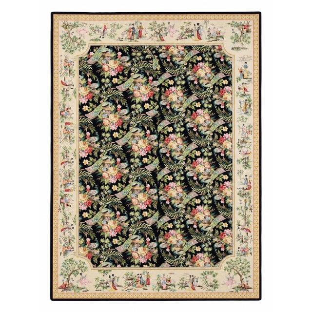 Chinoiserie Peacock Aubusson Rug For Sale - Image 3 of 6