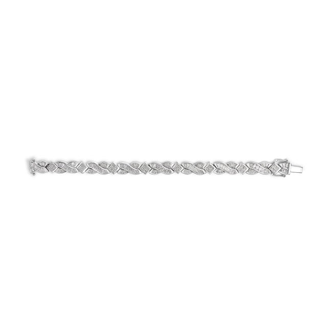 Haus of Brilliance 14K White Gold 8 1/5 Cttw Diamond Geometric Twisted Link Bracelet For Sale - Image 4 of 4