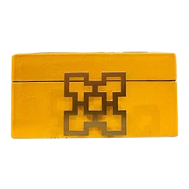 Contemporary Asian Yellow Jewelry Box, Small Size For Sale