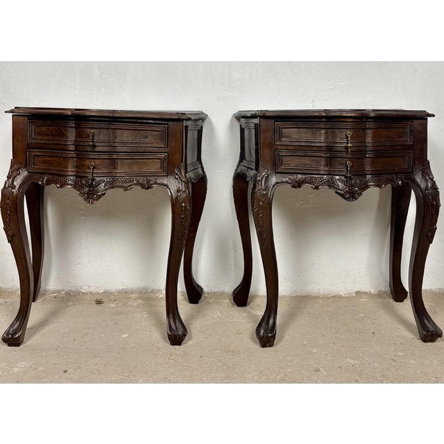 Mid-Century French Louis XV Style Nightstands, 1940, Set of 2 For Sale - Image 3 of 15