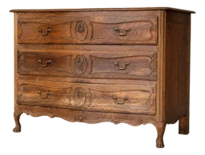 19th Century French Provincial Oak Three Drawer Commode