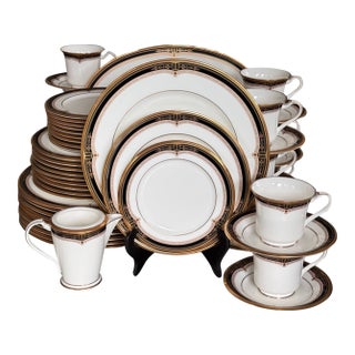 Estate Noritake Gold & Sable Fine China Set - 52 Pieces For Sale