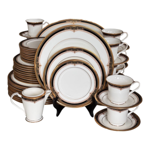 Late 20th Century Estate Noritake Gold & Sable Fine China Set - 52 Pieces