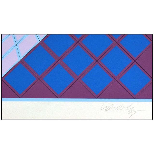 Abstract Late 20th Century Pictor Geometric Abstract Blue Screenprint Victor Vasarely For Sale - Image 3 of 5
