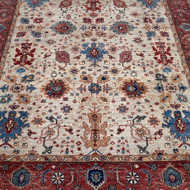 Ivory Persian Ziegler Hand-Knotted Wool Rug - 8' X 9'9" For Sale - Image 6 of 11