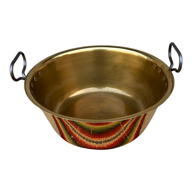 A Antique Brass Pan With Wrought Iron Handles, Circa 1860’s For Sale