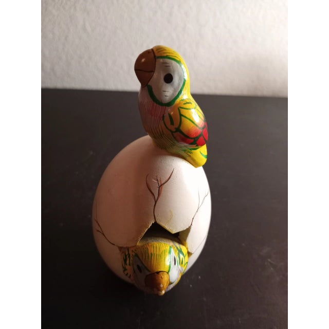 Ceramic Mexico Ceramic Egg With Hatching Toucans Sculpture For Sale - Image 7 of 7