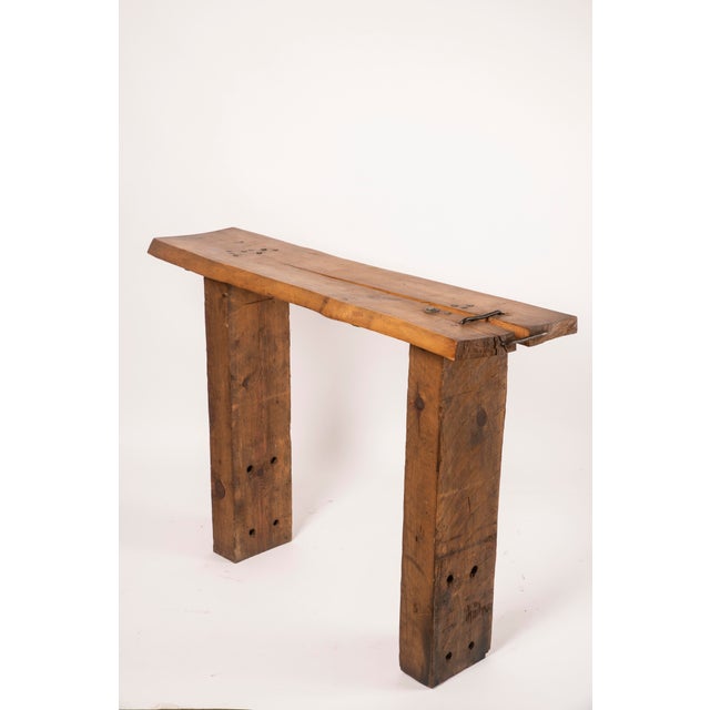 Brutalist Wood Console Table, 1970 For Sale - Image 4 of 15
