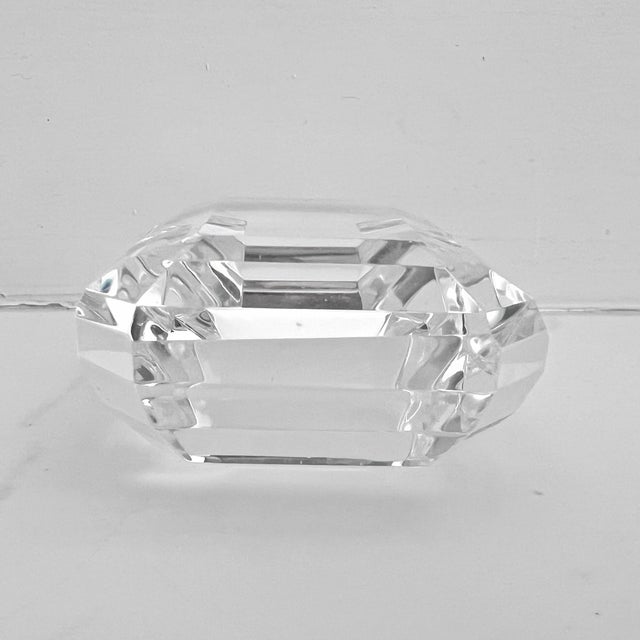 Glass Tiffany & Co. Faceted Crystal Paperweight Emerald Cut Signed Vintage Antique For Sale - Image 7 of 12