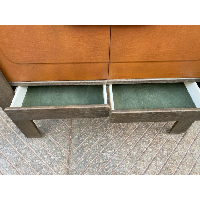1970's Space Age Oak and Leather European Cabinet For Sale - Image 10 of 12