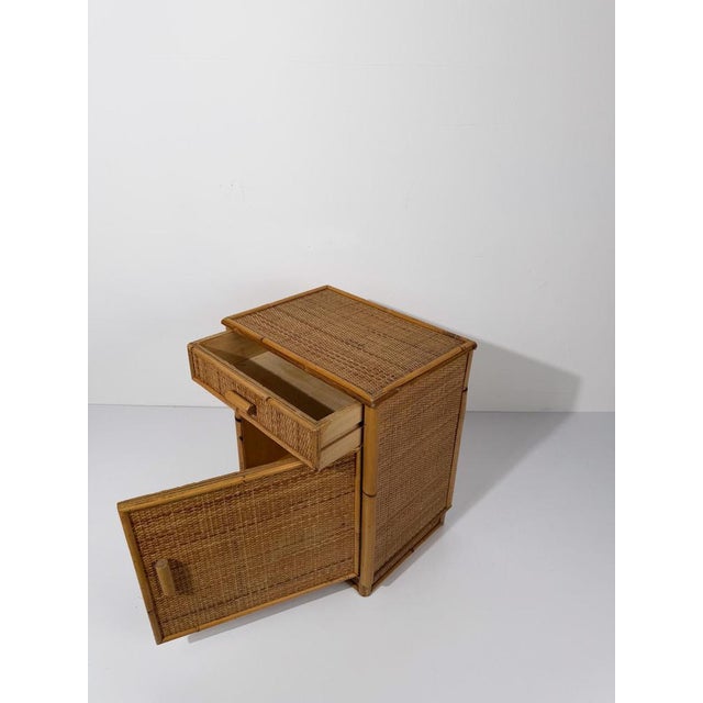 Mid-Century Modern Italian Bamboo and Woven Cane Nightstands, 1960s, Set of 2 For Sale - Image 14 of 18