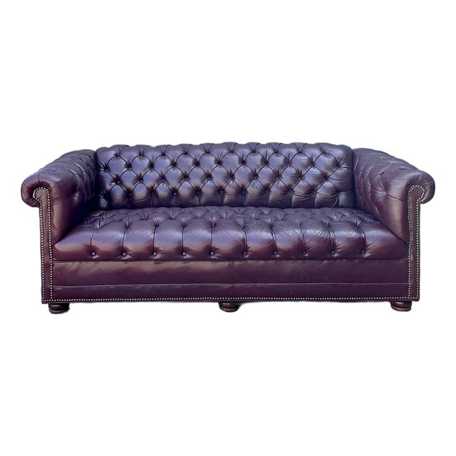 Vintage Tufted Leather Chesterfield Sofa For Sale