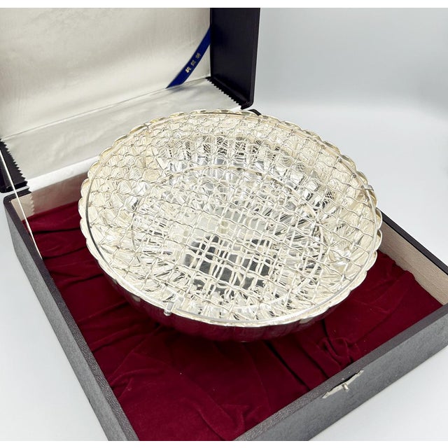 Vintage Japanese Pure Silver Ikebana Floral Arrangement Vessel _ Original Box For Sale - Image 13 of 18