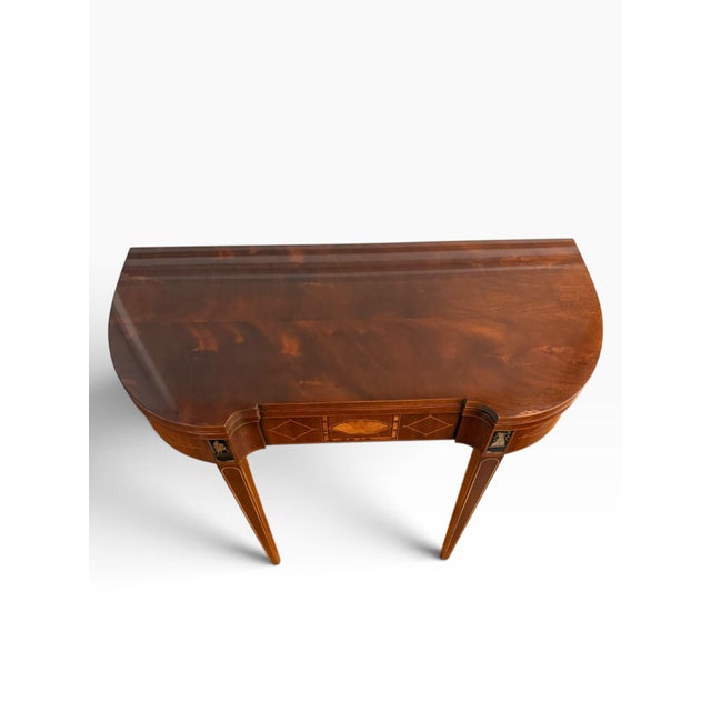 Baker Furniture Company Late 20th Century Baker Furniture Historic Charleston Federal Mahogany Inlaid Folding Game Table For Sale - Image 4 of 18