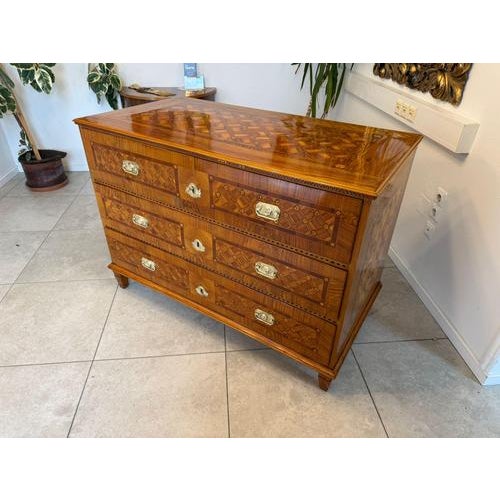 Wood Baroque Walnut Veneer Shop Chest with Marquetry For Sale - Image 7 of 18