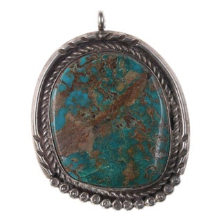 Mid 20th Century Vintage Native American silver/Turquoise pendant For Sale