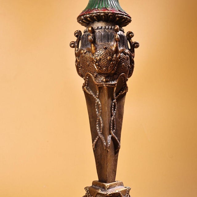 Late 19th Century Gilt Copper Phurba Ritual Dagger With Stand For Sale - Image 4 of 10